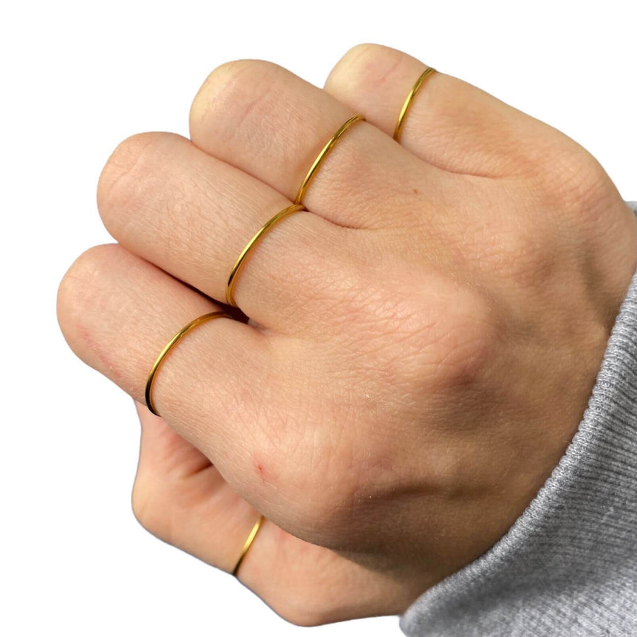Ring Anelli Dita Oro Set Fedine Sottili Regolabili • Iride Shop